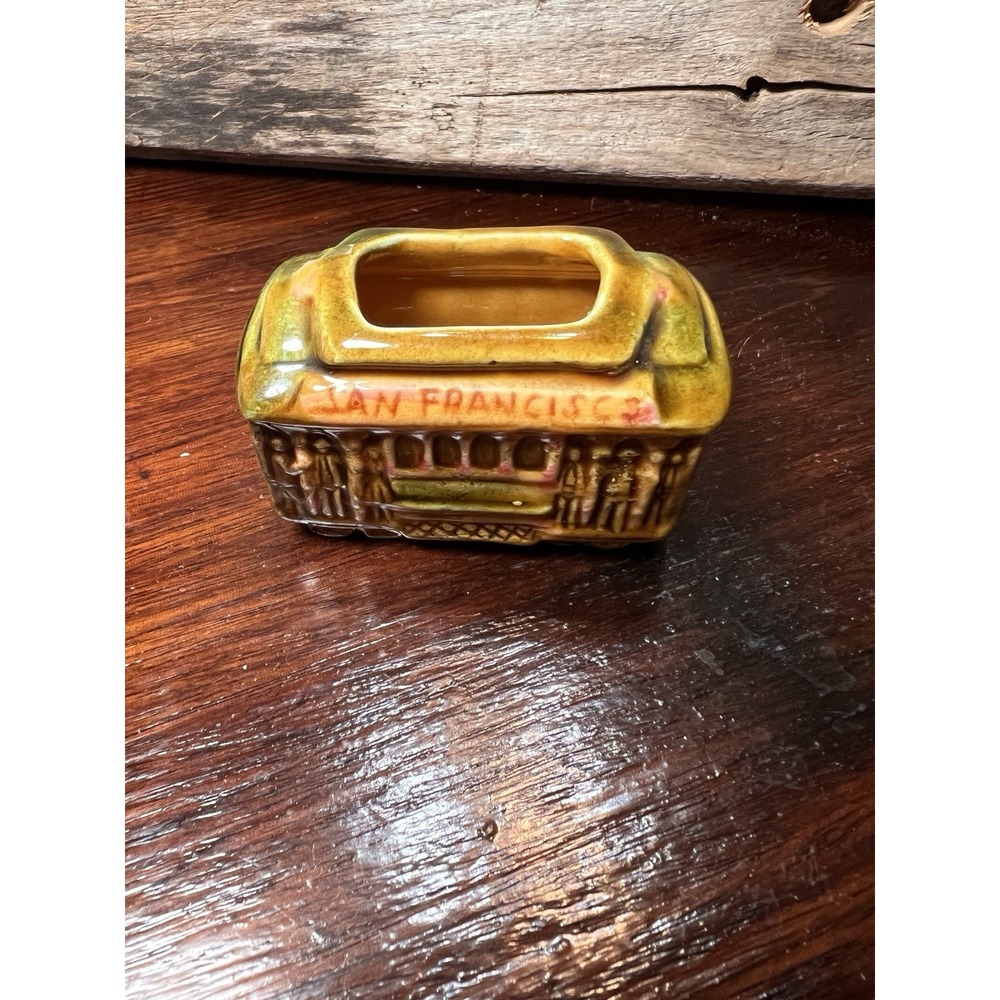 Vintage San Francisco Toothpick Holder Ceramic Trolley Multicolor‎ SNCO Imports